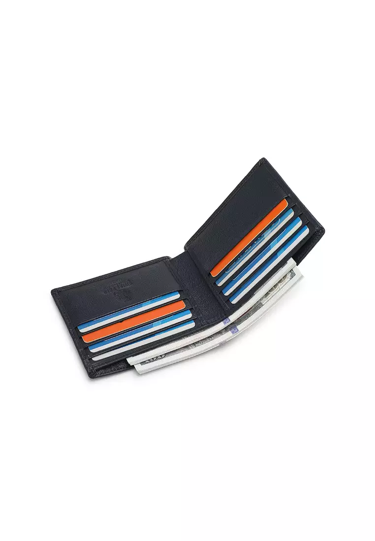 Men's Genuine Leather RFID Blocking Fortune Wallet - Blue