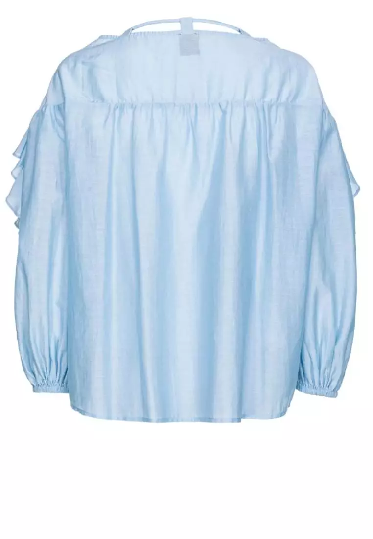 Blouse with maxi flounce