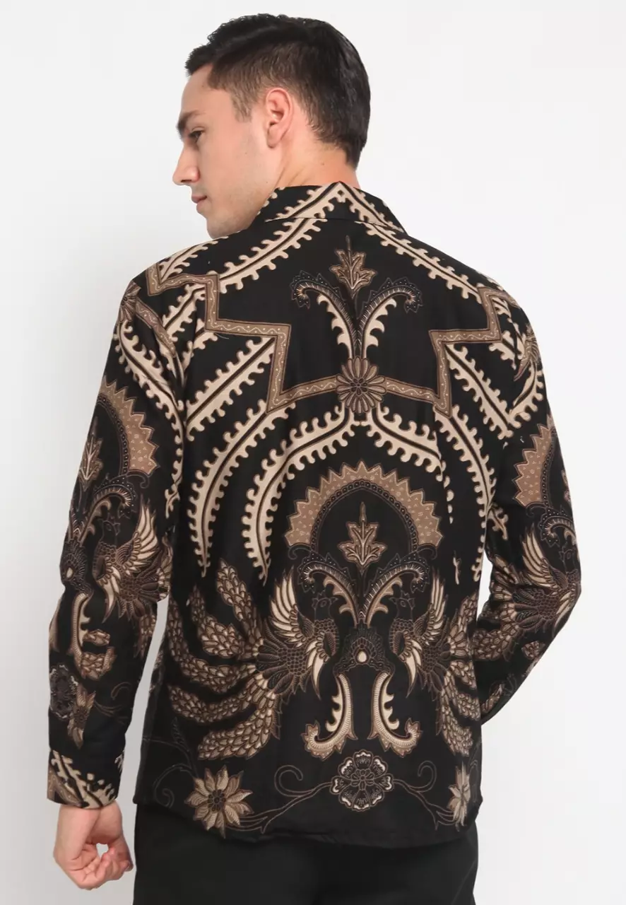 Masopati Item Kemeja Batik Pria Premium Slimfit Modern Lengan Panjang