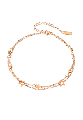 Air Jewellery gold Luxurious Anaheim Star Anklet In Rose Gold 839FEACC4149ACGS_1