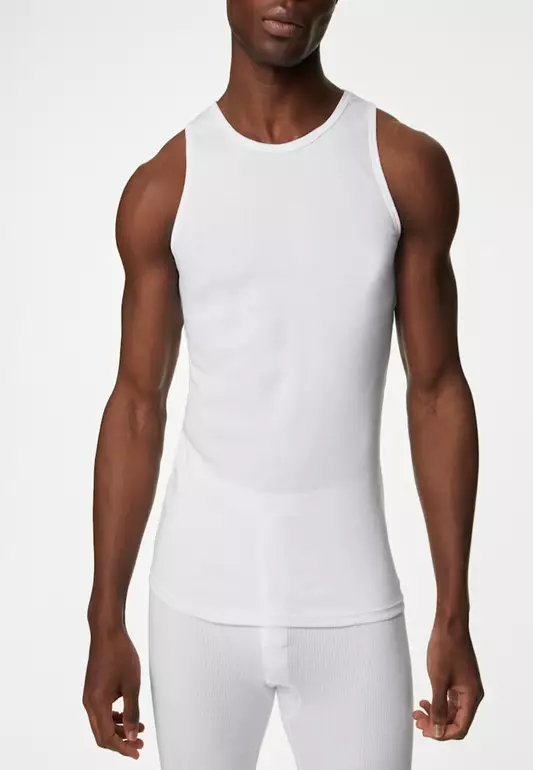 M&S Collection 3pk Essential Cotton Sleeveless Vests