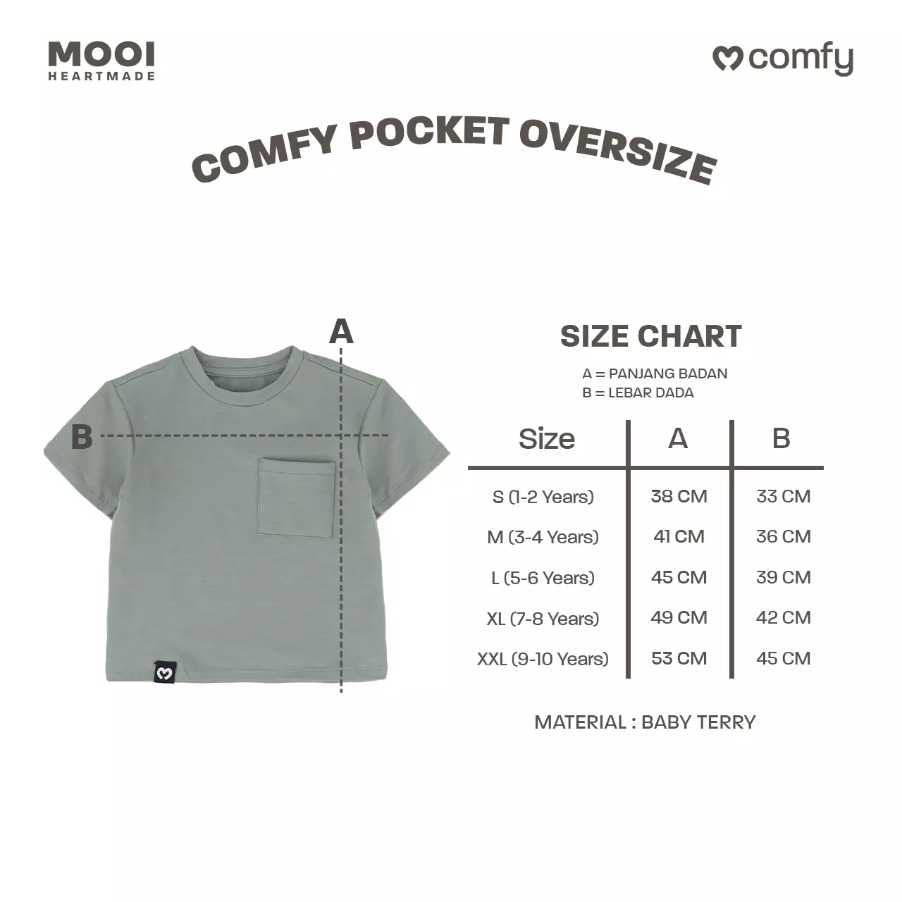 Mooi Kaos Anak Pocket Unisex Comfy Oversized T-Shirt Pocket Kids - Beige