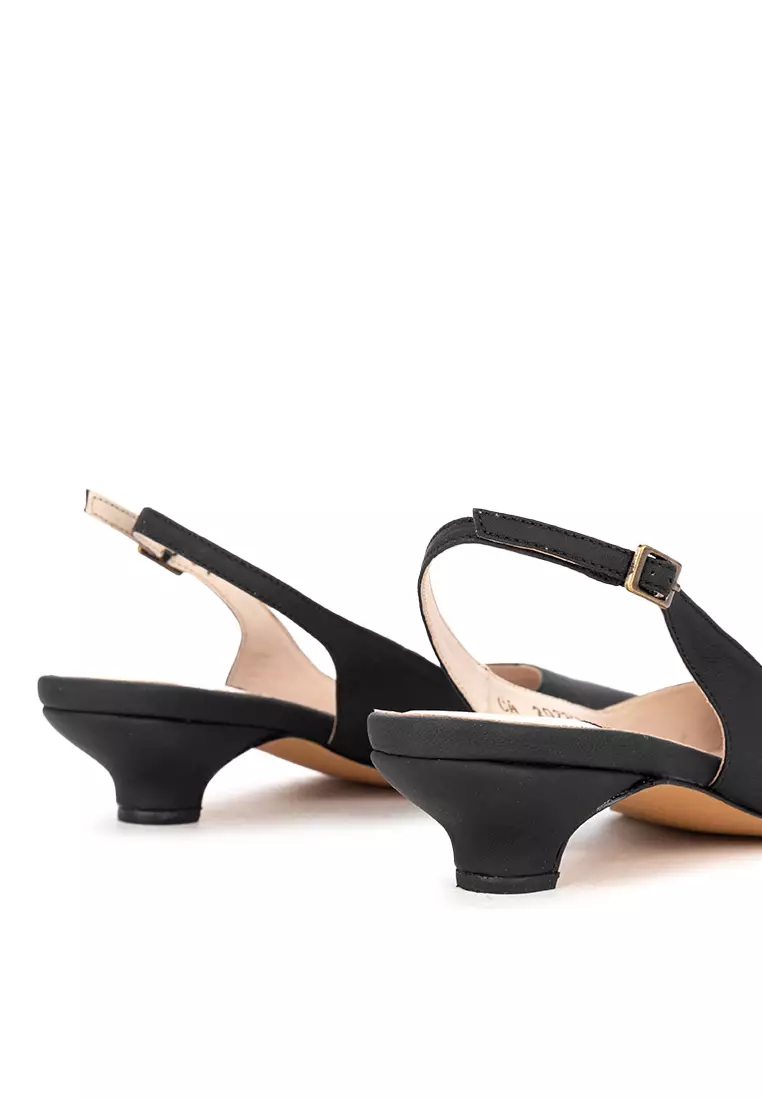 Pointed Toe Leather Slingbacks