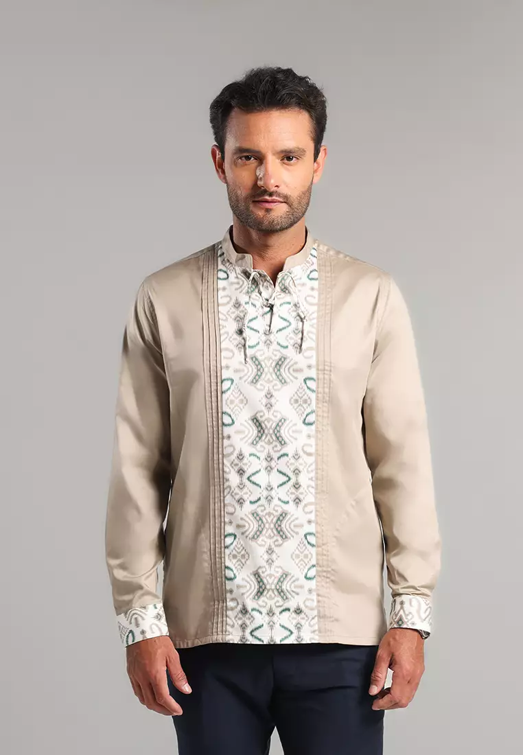 MOC Kemeja Shanghai Lengan Panjang Pria Aksa - Brown