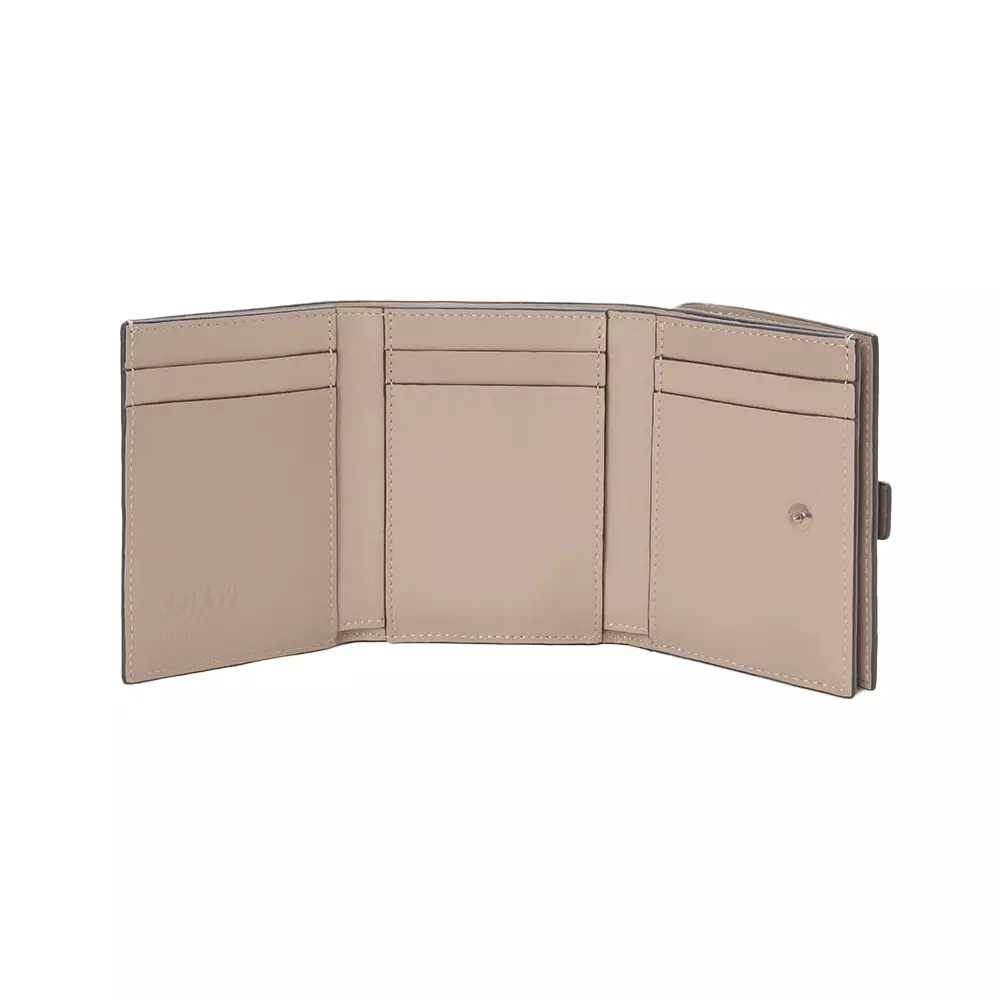 Trifold Wallet Soft Grained Calfskin Taupe/Talc