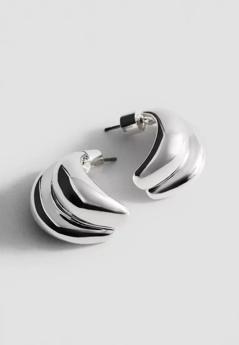 Embossed Semi-Hoop Earrings