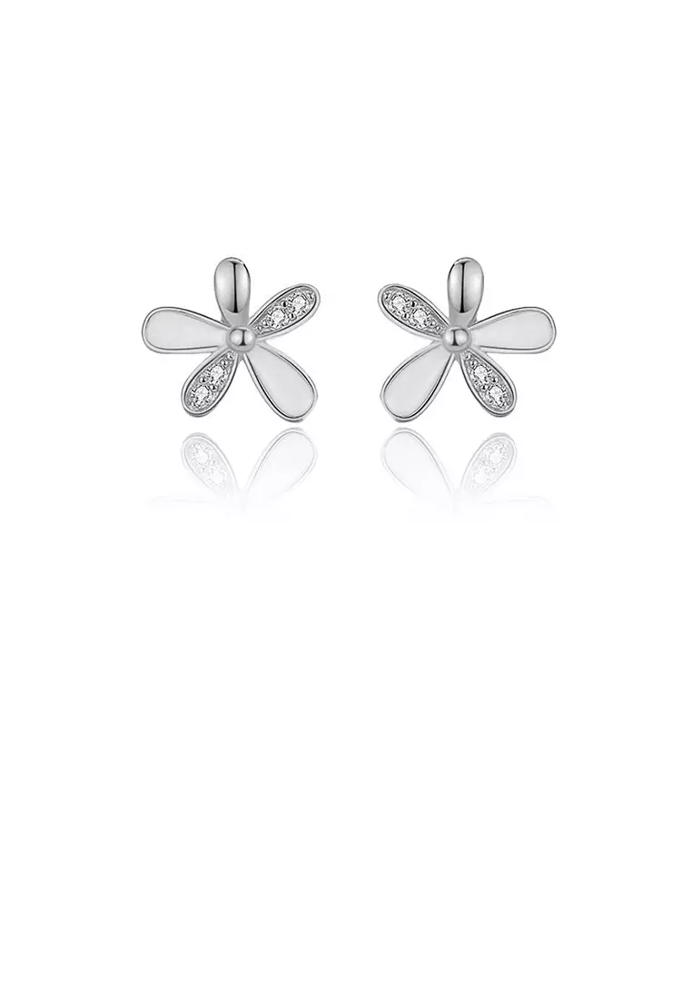 Buy Glamorousky 925 Sterling Silver Simple Sweet Flower Stud