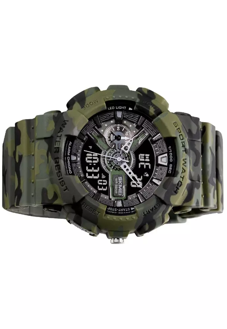 Jam Tangan Analog Digital Pria Design Sporty Many Function Waterproof Strap Tali Material PU DS88 ORIGINAL