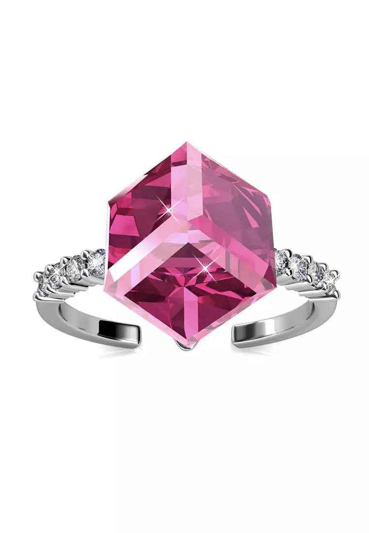 Cube Ring Pink WG - Cincin Crystal by Her Jewellery