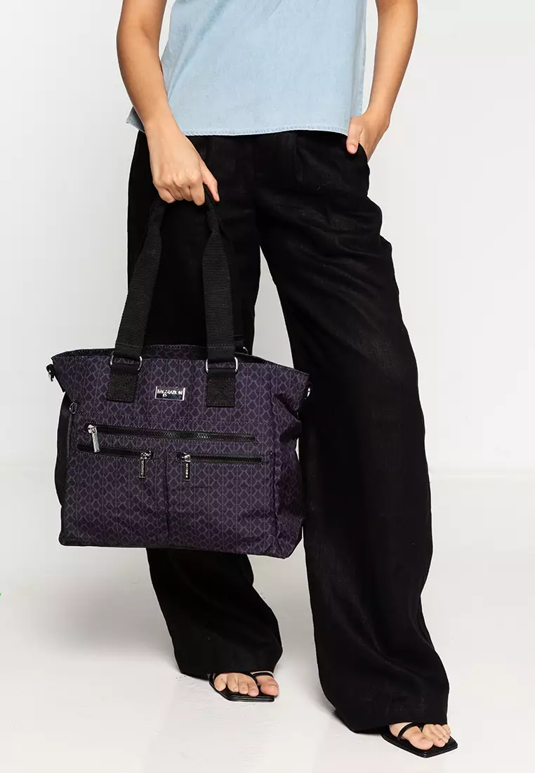 Printed Nylon Convertible Tote Bag