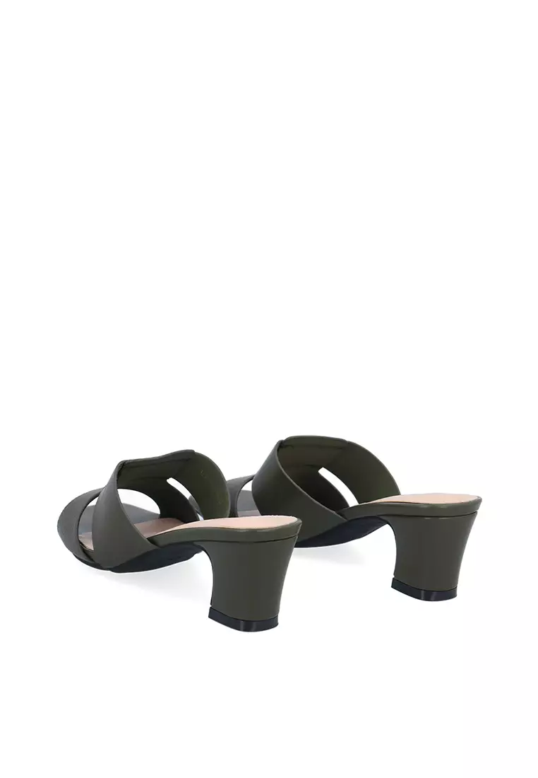 Dark Green Everyday Step Heeled Sandals