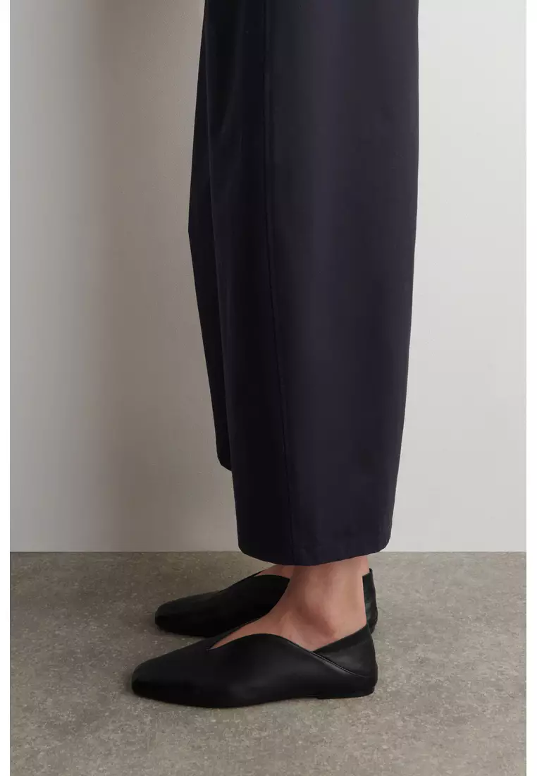 CROPPED BARREL-LEG COTTON TROUSERS