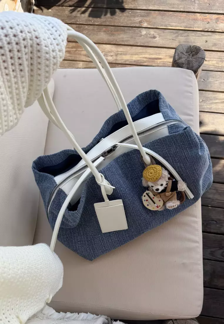Retro Canvas Tote Bag Multi Pocket Shoulder Handbag CA26042829BL