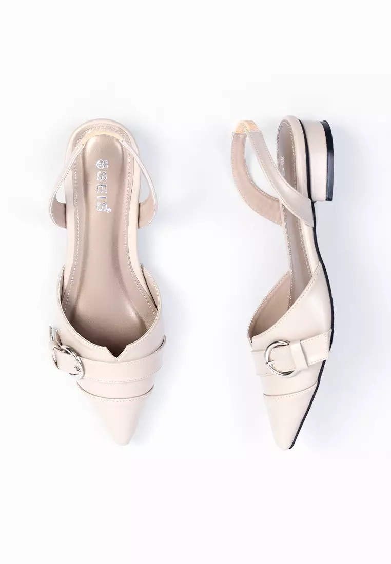 SEIS Leika Sepatu Mules Heels Wanita | Slingback Hak 3 cm