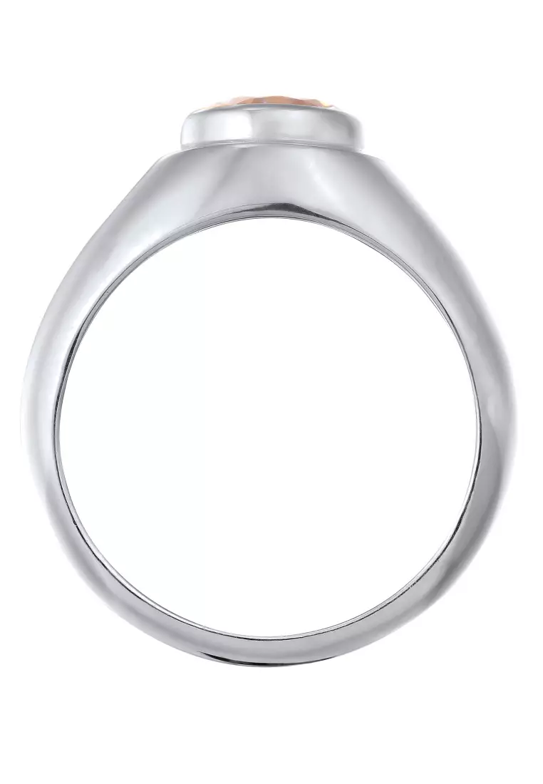 Men’s Silver Cubic Zirconia Dome Signet Ring