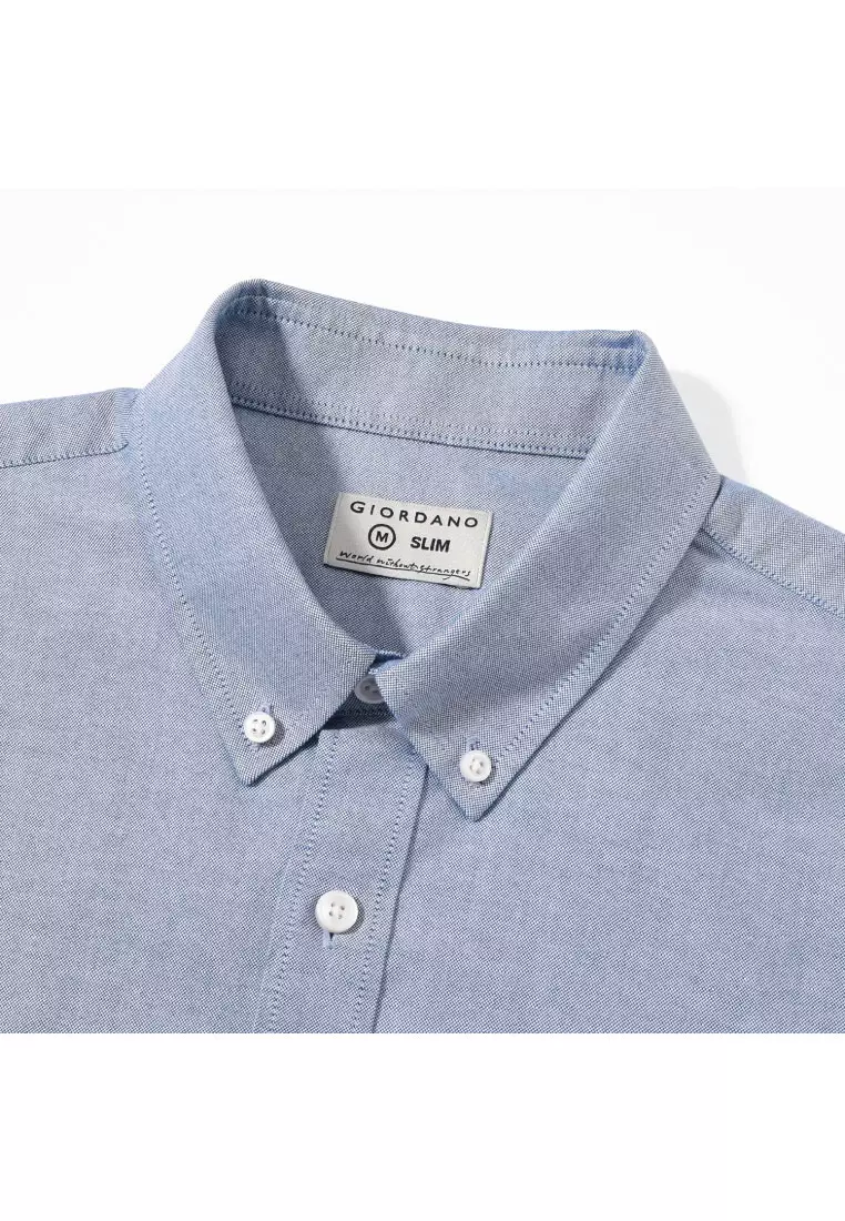 Men's Oxford Long Sleeve Slim Embroidery Shirt 01045083