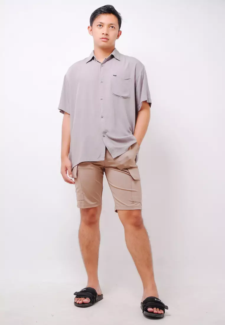 NTA20 Kemeja MKM Men Basic Polos Abu With Pocket