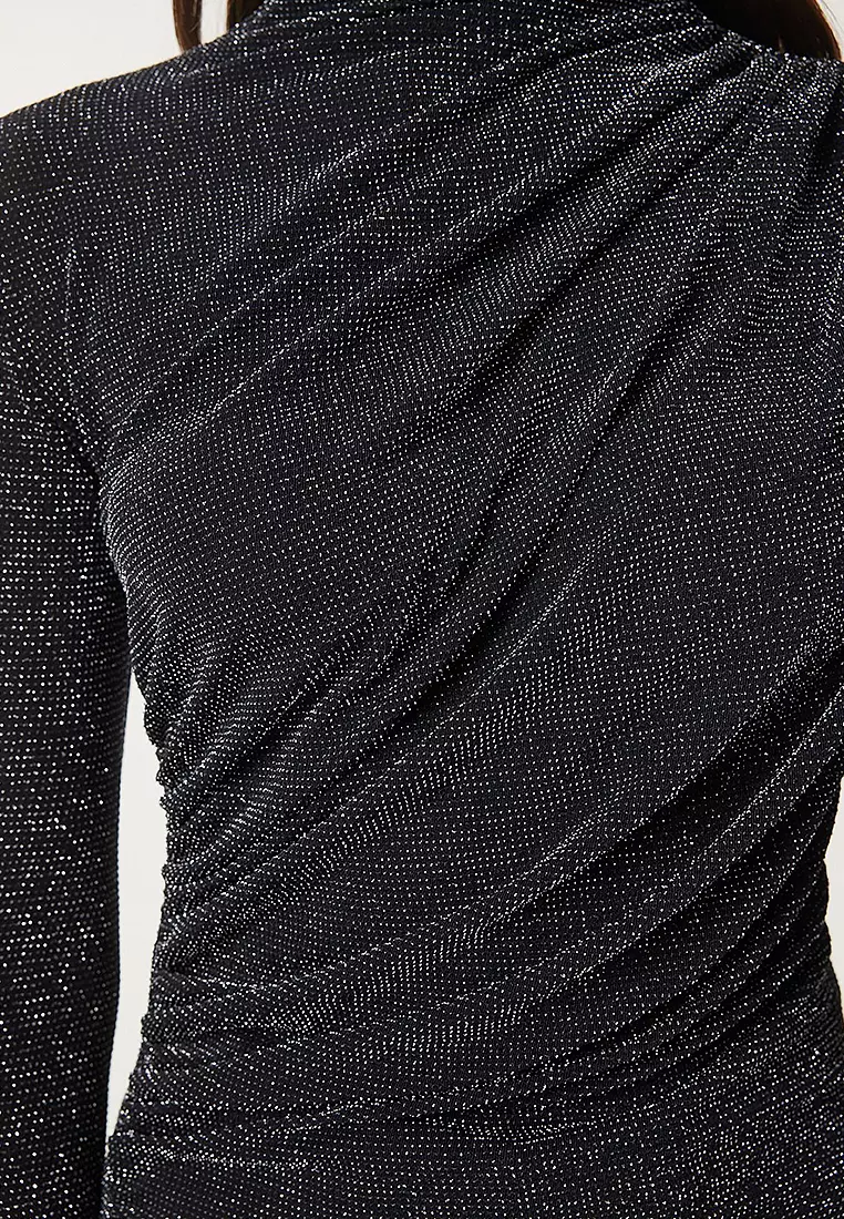 Gather Detailed High Collar Sandy Blouse