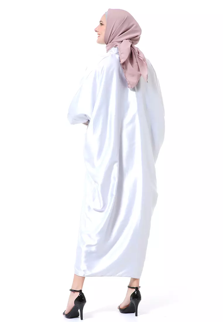 Kahitna Kaftan Pakaian Muslimah Premium Motif Polos High Quality - Abu
