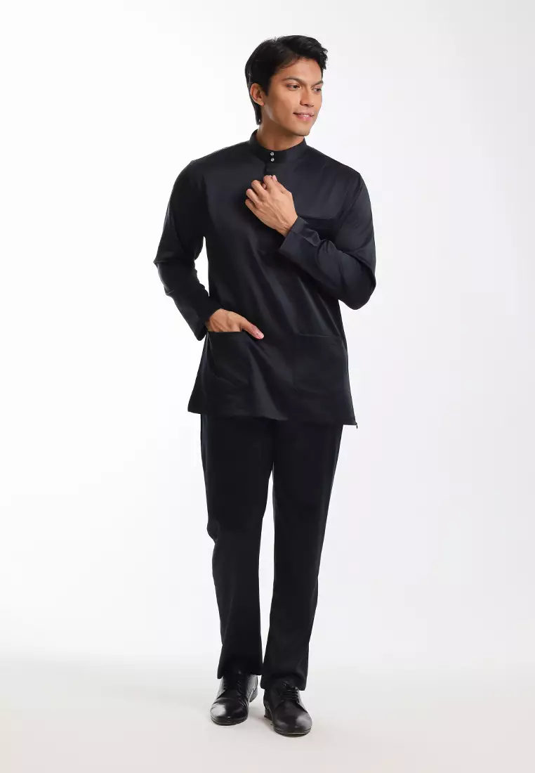 Alain Delon Baju Melayu Cekak Musang Dewasa - 19026005-99Black