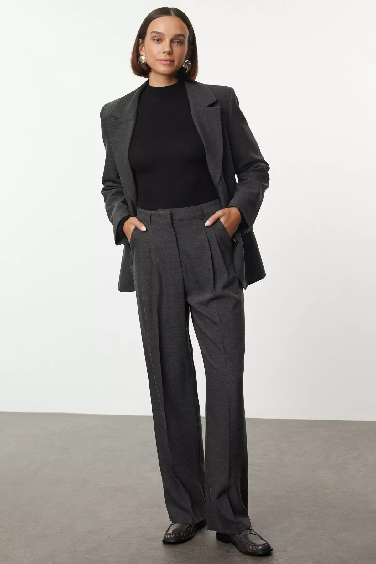 Limited Edition Black Straight Cut Pleated Pants