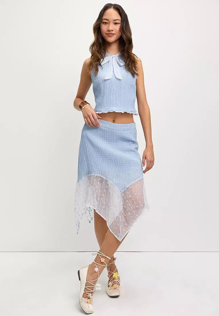 Sheer Polka Dot Hem Skirt