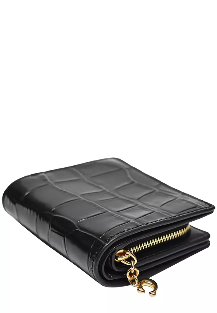 Coach Snap Wallet in Novelty Leather in Black C6092