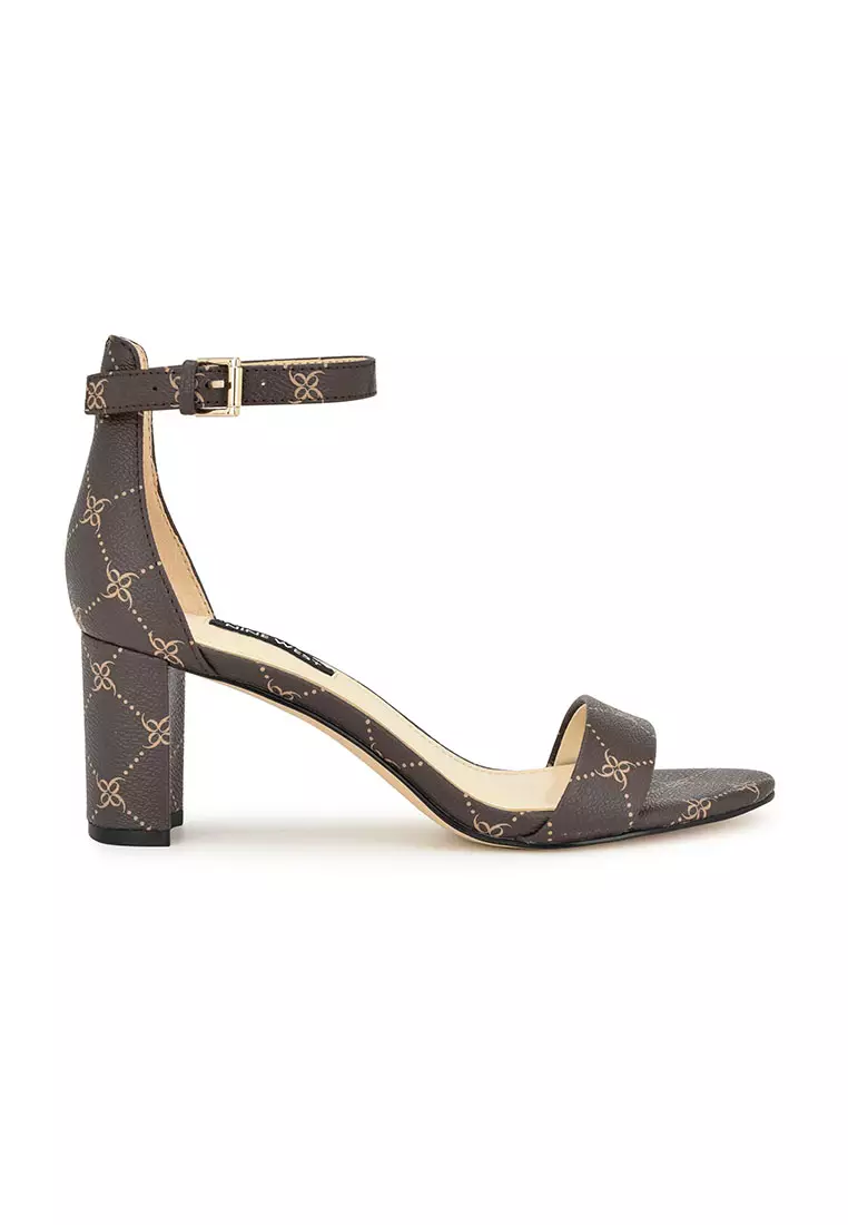 Discount on Nine West  shoes - SKU: Pruce3 Ankle Strap Block Heel Sandals Dark Brown