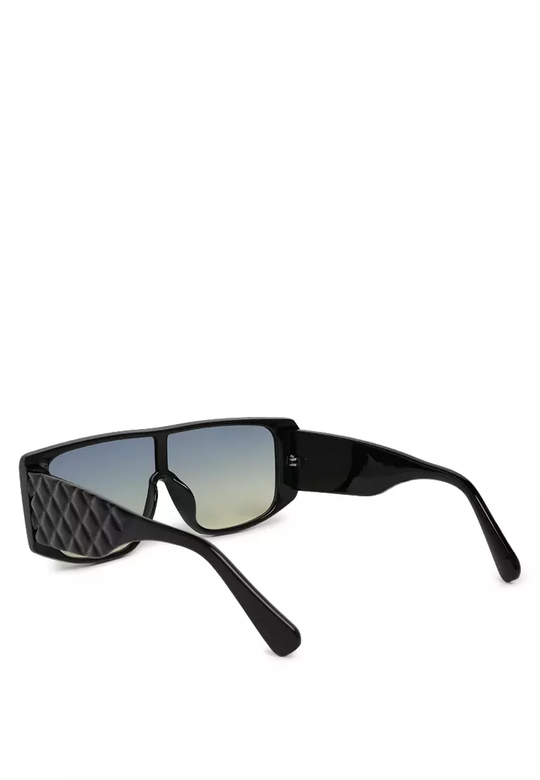 Cushion Textured Oversized Sunglasses in Black