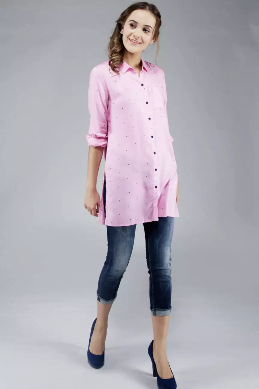 Kemeja Wanita Hipdot Pink