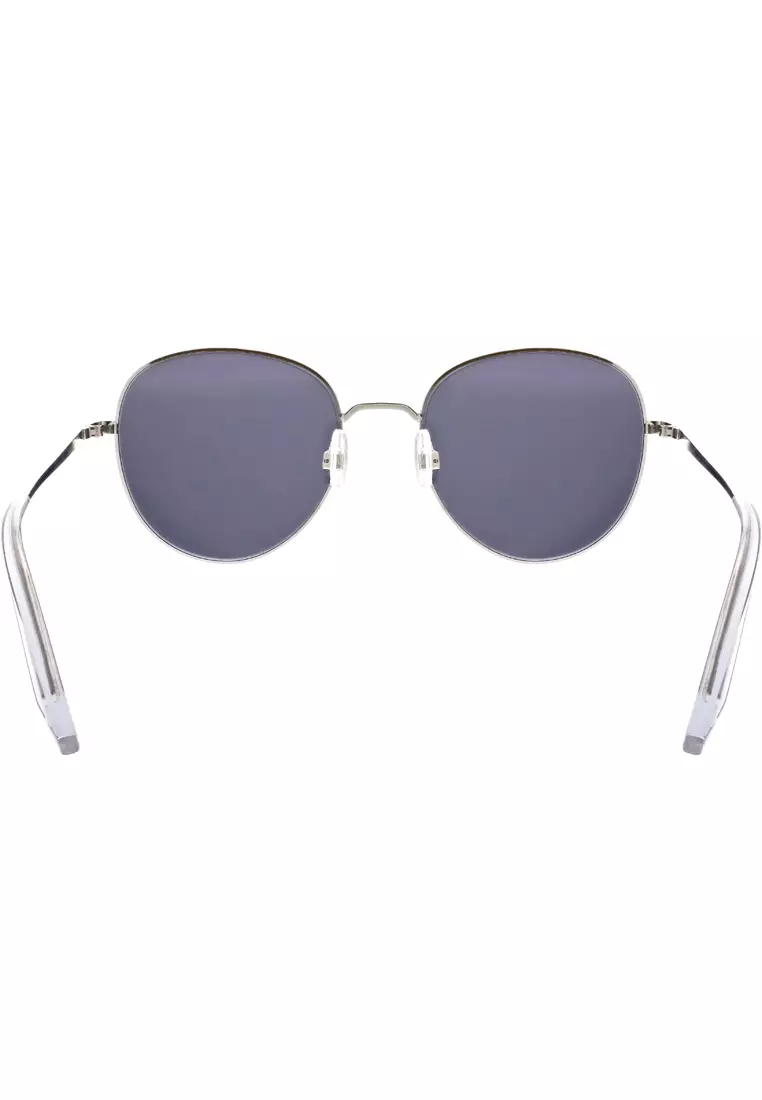 Kendall + Kylie Shiny Silver Modified Round Metal Sunglasses