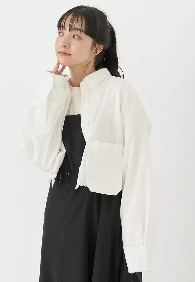 Earth, Music & Ecology - Reiji Cropped Pocket Shirt Off White