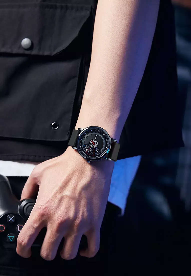 Jam Tangan Pria 3172 Tanggal Kasual Mode Tali Silikon Jam Tangan Cowok Original black