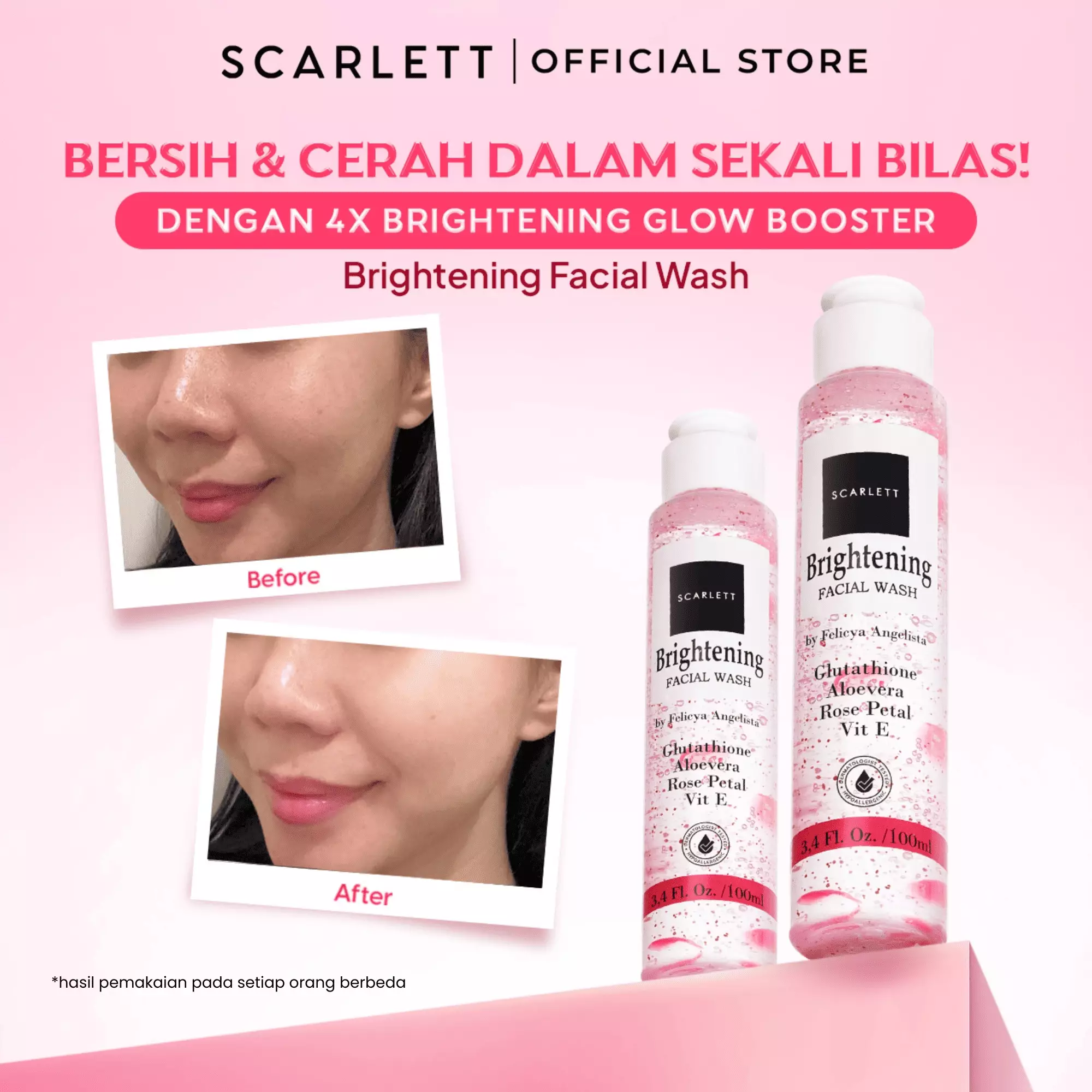 Scarlett Whitening Brightening Facial Wash 100ml [TRIPLEPACK]