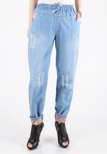 Batik Cropped Jeans Pants