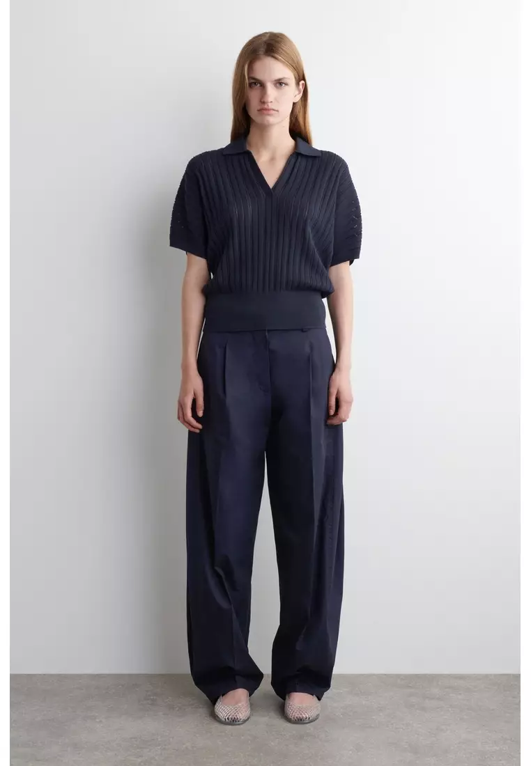 Buy COS PLEATED COTTON BARREL-LEG TROUSERS 2026 Online | ZALORA
