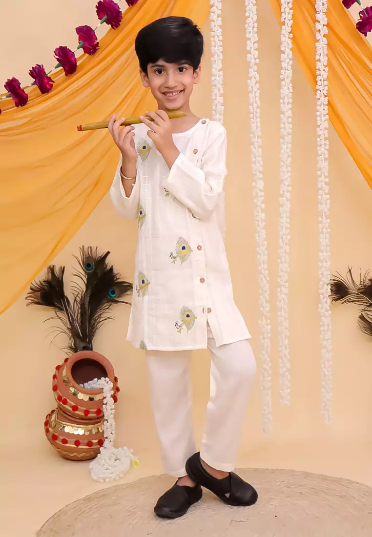 The Mom Store Mor Edit 男童刺绣长裙套装 - 米白色