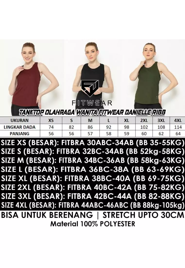 Fitwear - Tanktop Olahraga Wanita DANIELLE RIBB TANK - BLACK
