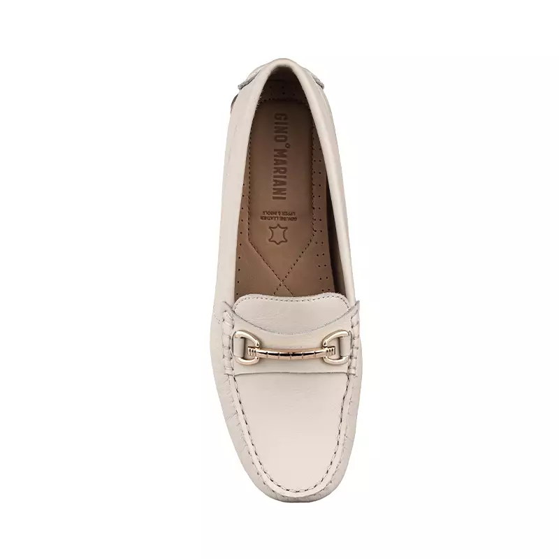 Sepatu Casual Wanita Loafer Moccasin Gino Mariani Elora 2 Bone White