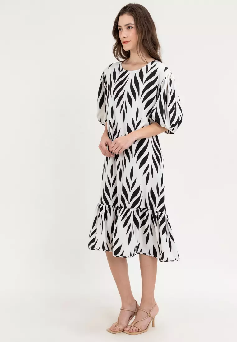 Lea Leaf Print Dress