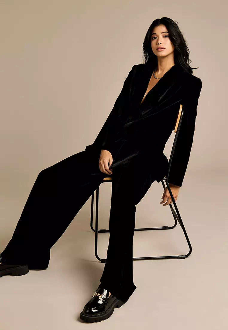Maia Black Velvet Blazer
