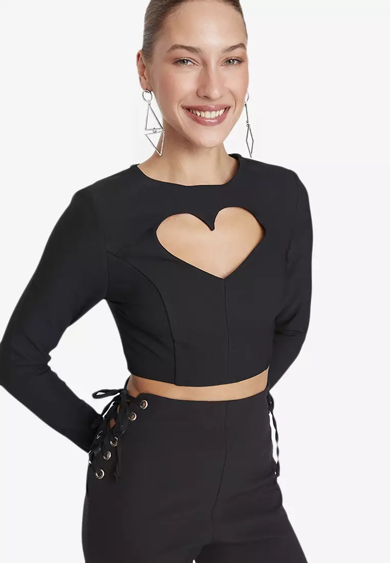 Black cut out store blouse