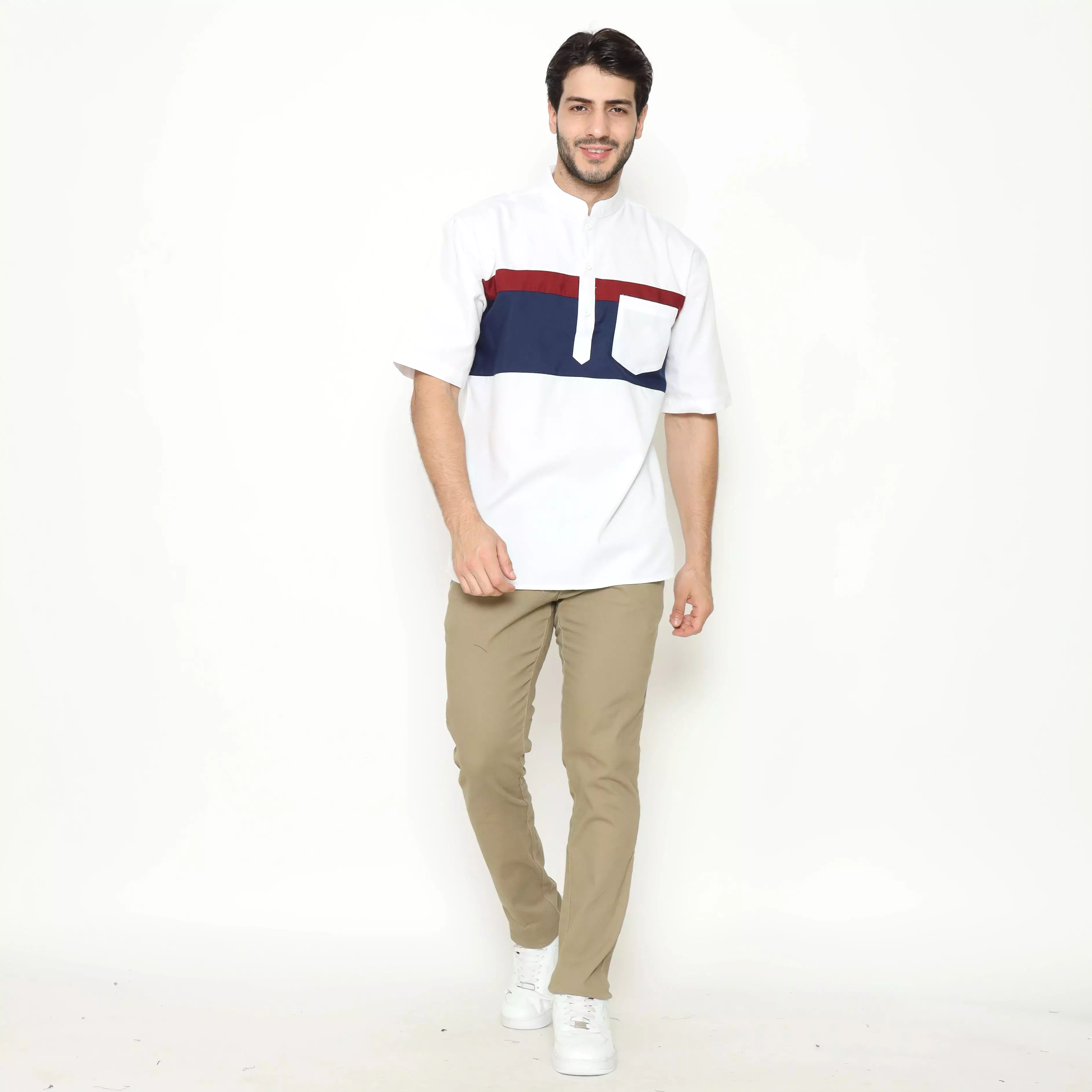 AMK Kemeja Koko Pria Lengan Pendek KK BB 001 S/s Cap 6 White