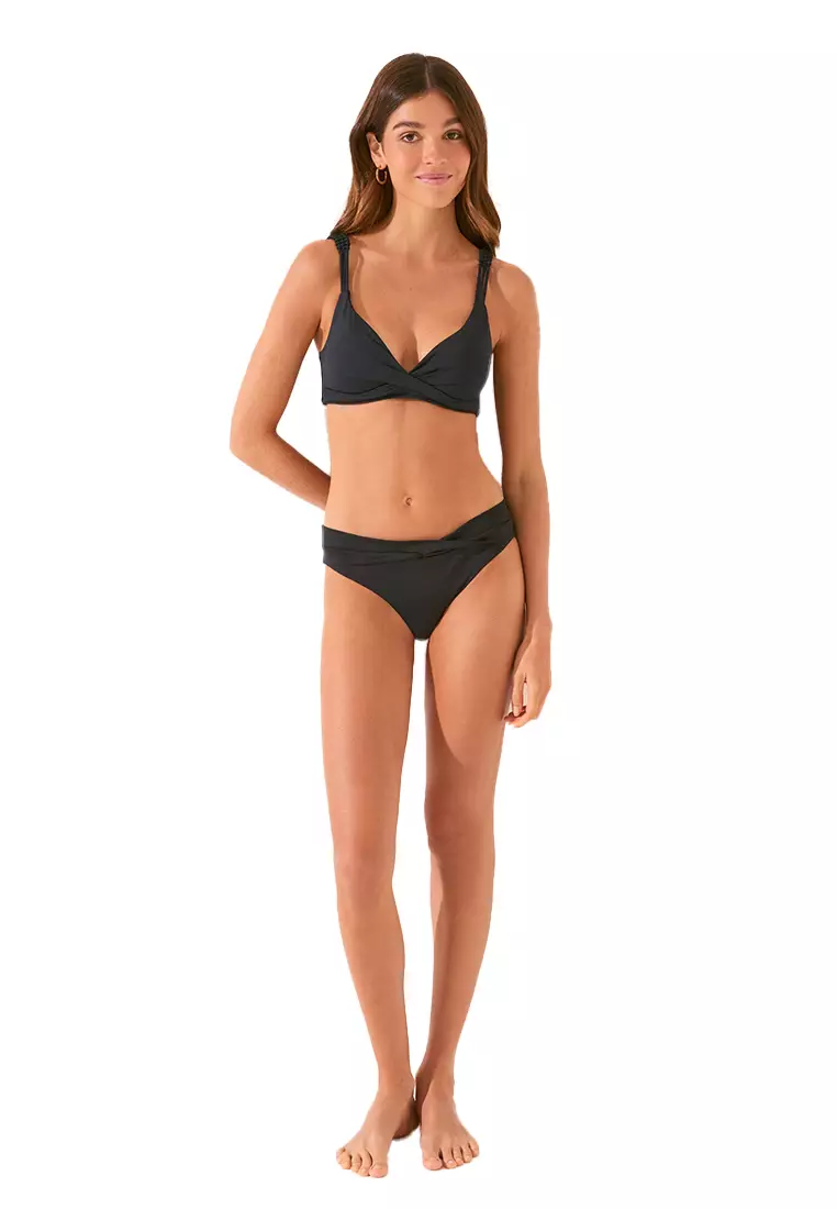 Black Crossed Halterneck Bikini Top