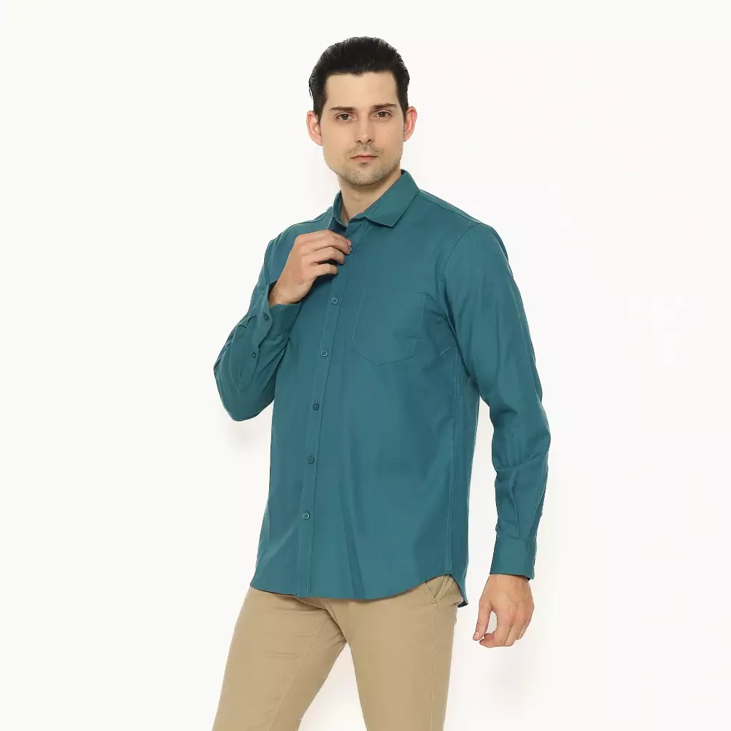 AMK Kemeja Pria Lengan Panjang SHS Benjamin L/s Green
