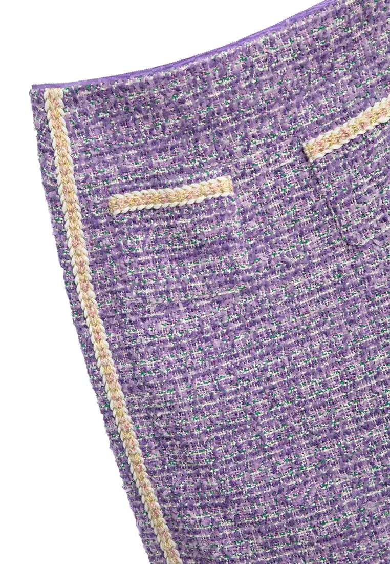 Purple Tweed Pencil Skirt