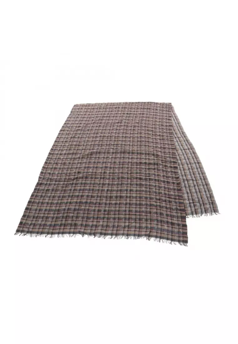 Pre-Loved Louis Vuitton monogram Stall check wool silk Brown multicolor