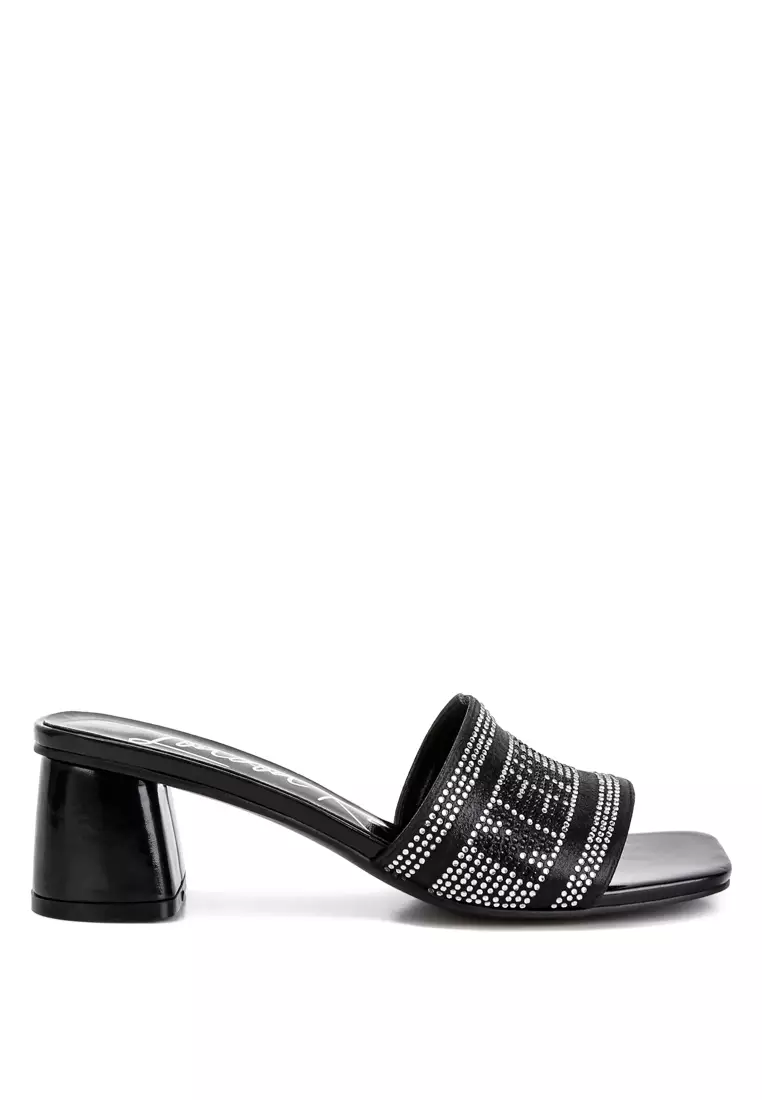 Discount on London Rag  shoes - SKU: Black Rhinestone Embellished New York Sandals