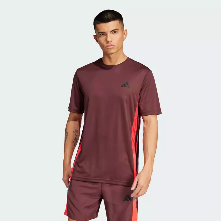 Training Train Essentials Seasonal Colorblock Tee Men Burgundy JE5701