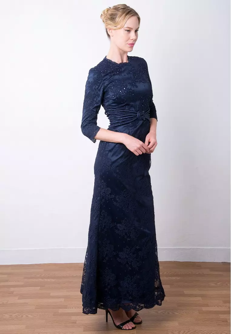 Charming Three quarter Sleeves Lace Evening Gown